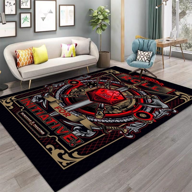 Home Textiles Rug - Dungeons Dragons Dice Sword Vintage Print