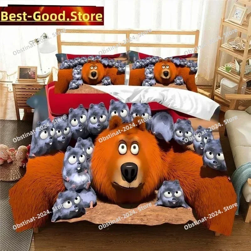 Bed Sheet Microfiber - 3D G-Grizzy and The Lemmings Bedding