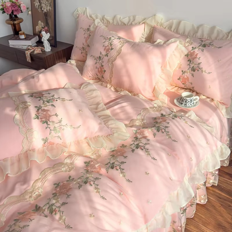 Bed Sheet Microfiber - Princess Ruffle 3Pcs Bedding Set 1Duvet