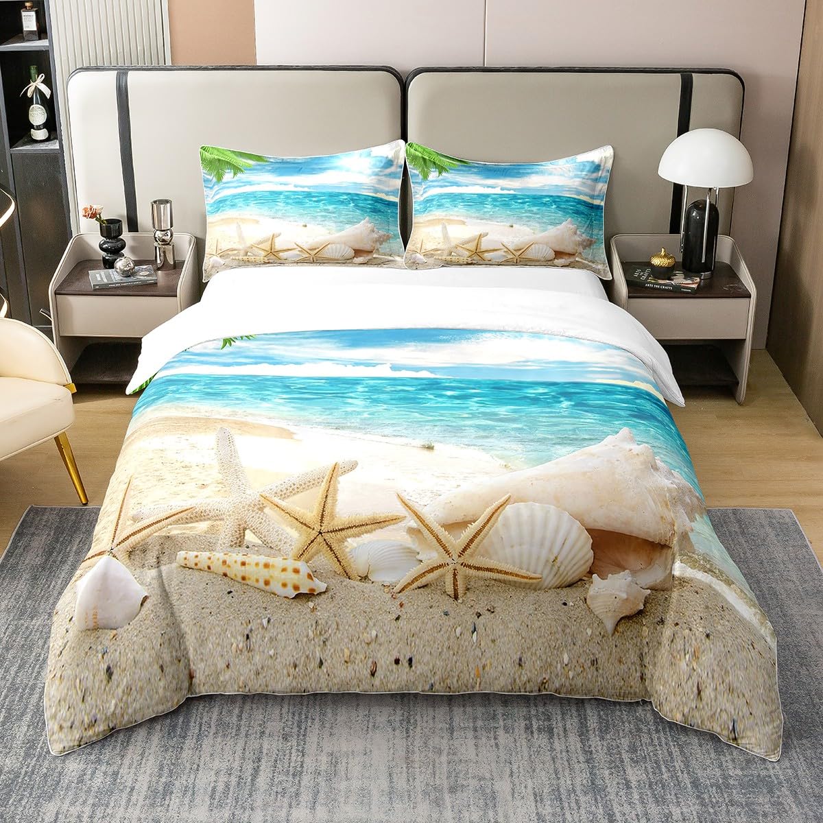 Beach Comforter Cover, Coastal - Bed Sheet Microfiber 评论和价格