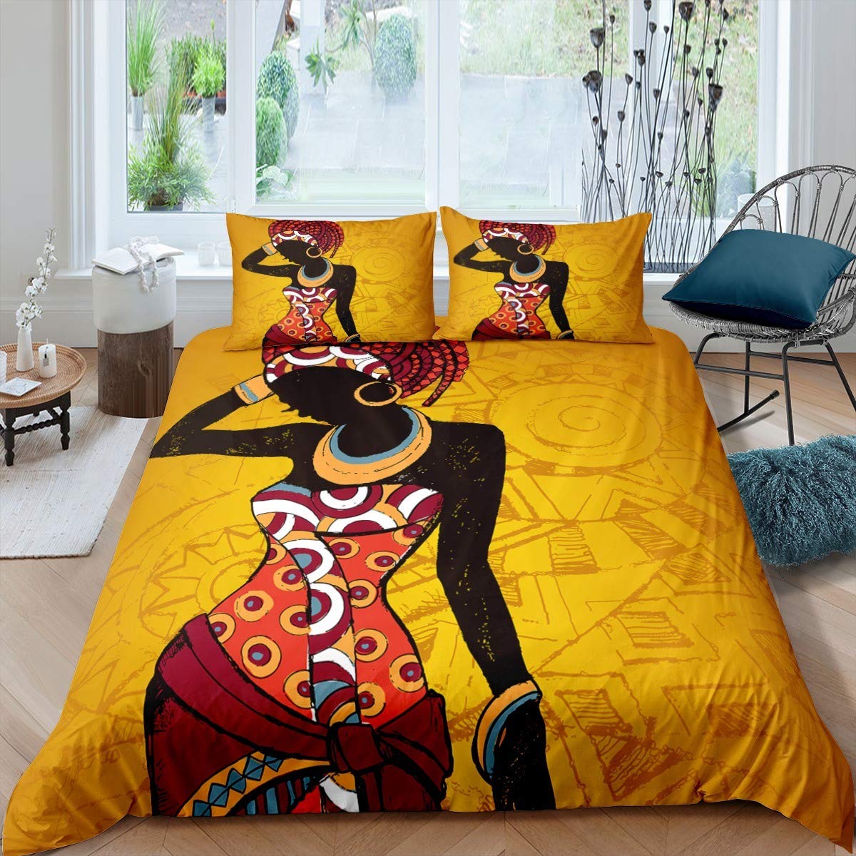 African Woman Bedding Set Vint - Bed Sheet Microfiber 评论和价格