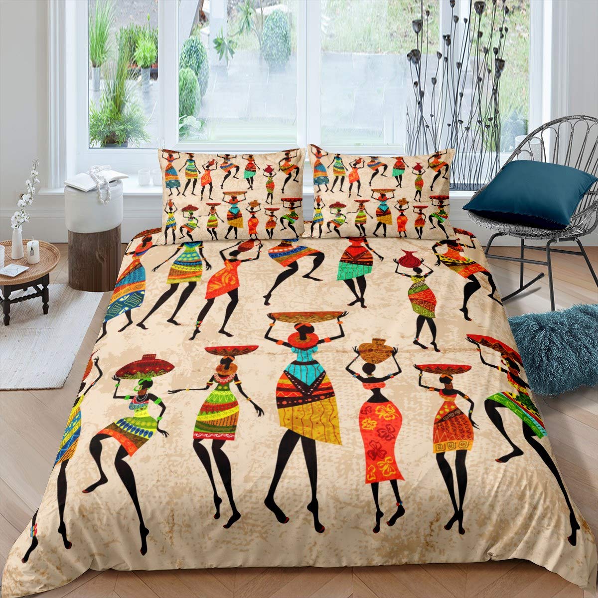 African Woman Bedding Set Vint - Bed Sheet Microfiber 评论和价格