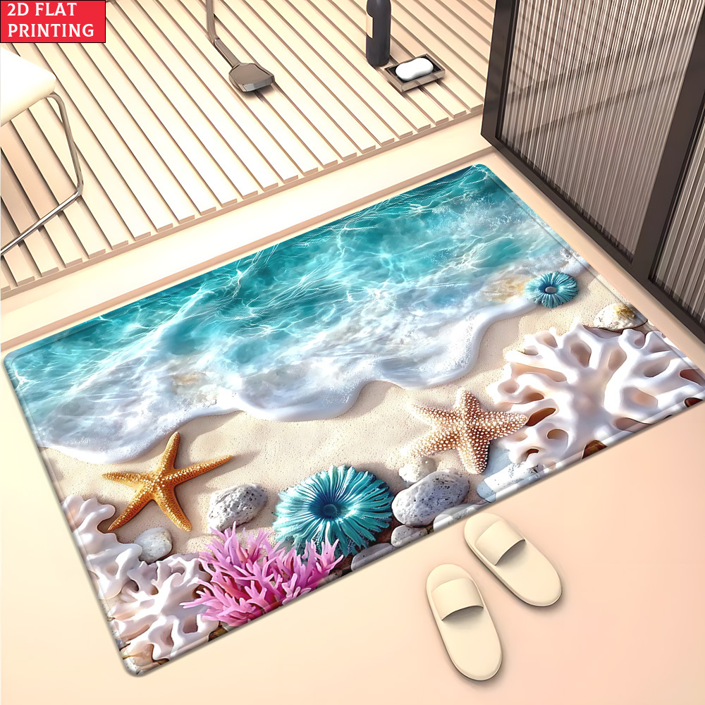 3D Beach Waves Starfish Coral  - Home Textiles Rug 评论和价格