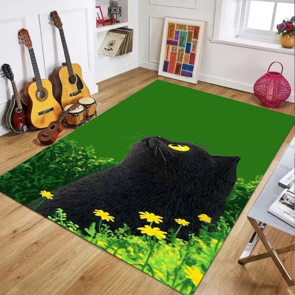 Cute Cat and Plants Print Ins  - Home Textiles Rug 评论和价格