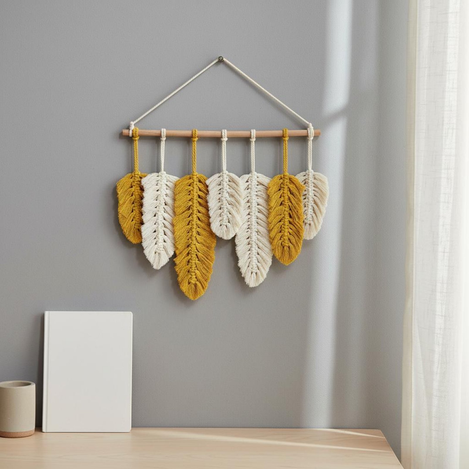 Macrame Feather Wall Hanging H - Home Textile 评论和价格