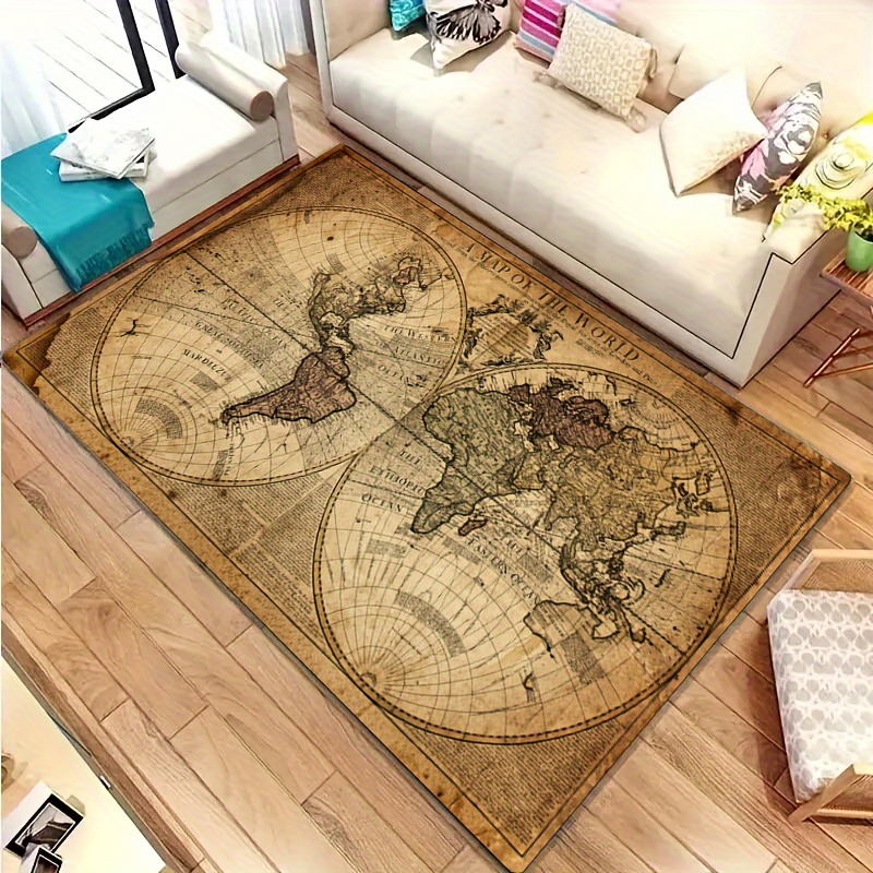 Vintage Map Design Non-Slip Fl - Home Textiles Rug 评论和价格