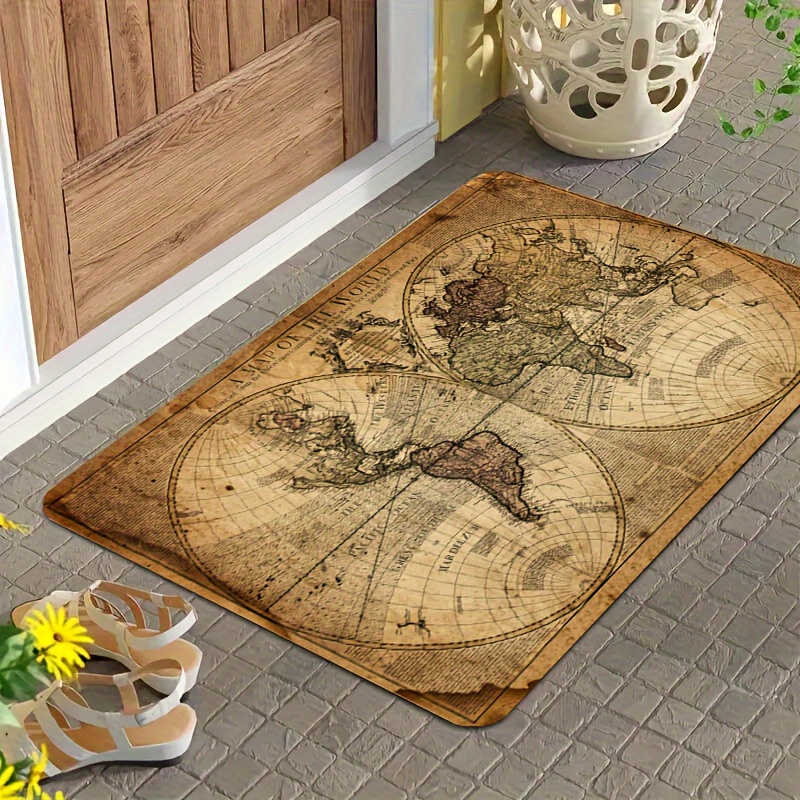 Vintage Map Design Non-Slip Fl - Home Textiles Rug 评论和价格