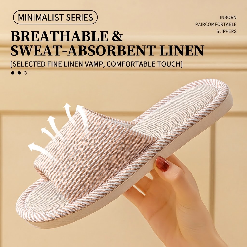 Breathable Flax Linen Slippers - Home Textile 评论和价格