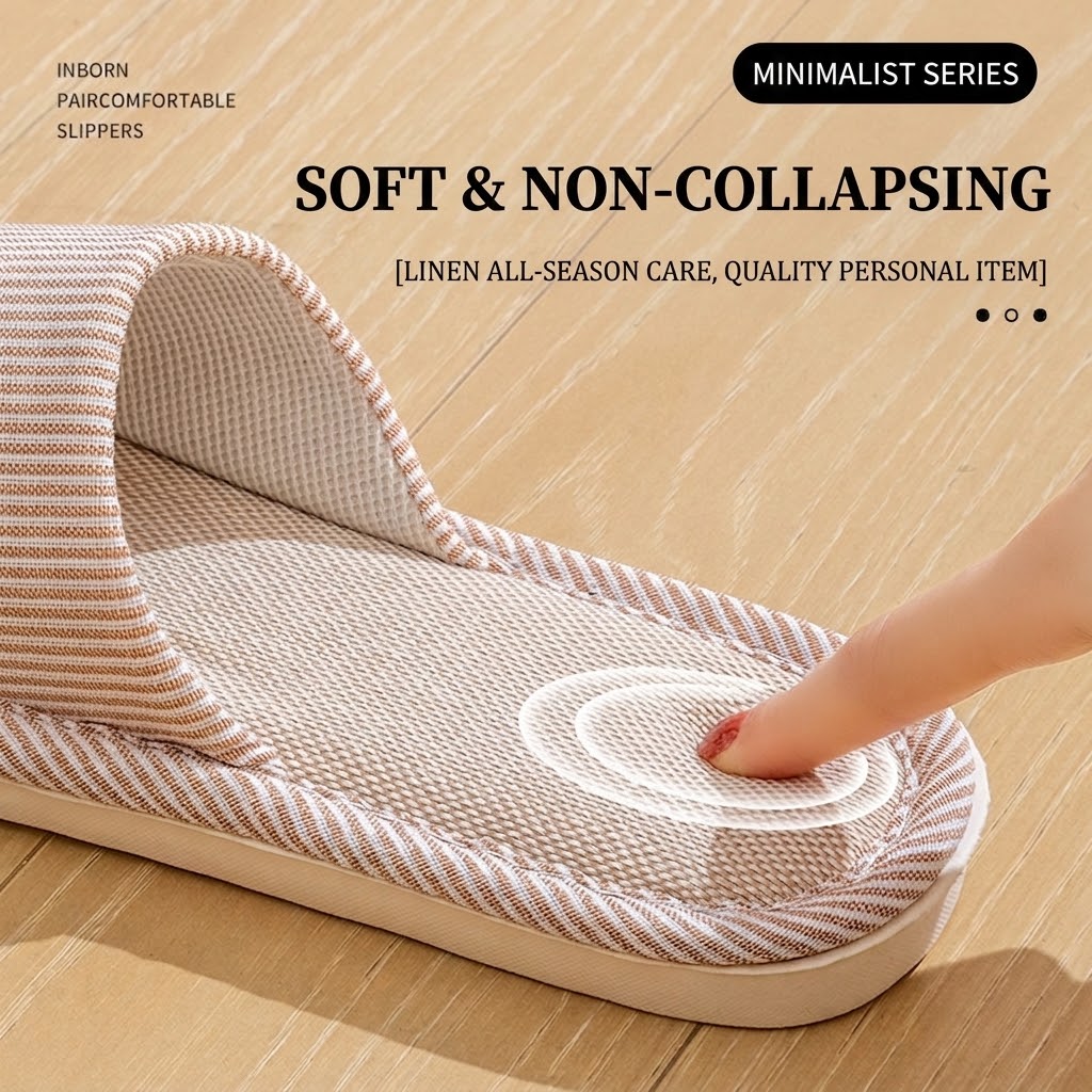 Breathable Flax Linen Slippers - Home Textile 评论和价格